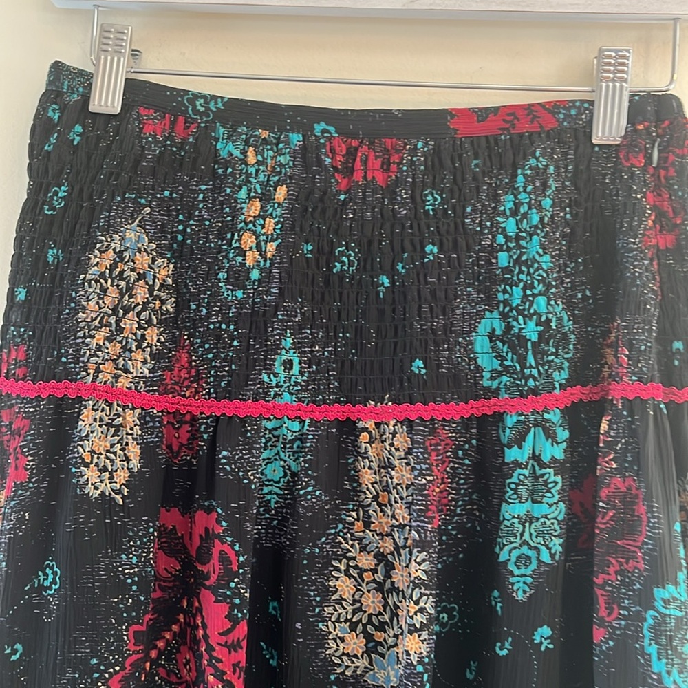 Coldwater Creek Boho MIDI Skirt Smocked Paisley Chiffon Practical Magic Festival - Picture 3 of 6
